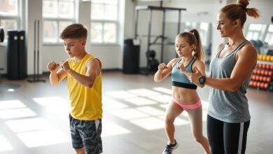 Remaja melakukan latihan HIIT dengan aman di bawah pengawasan pelatih