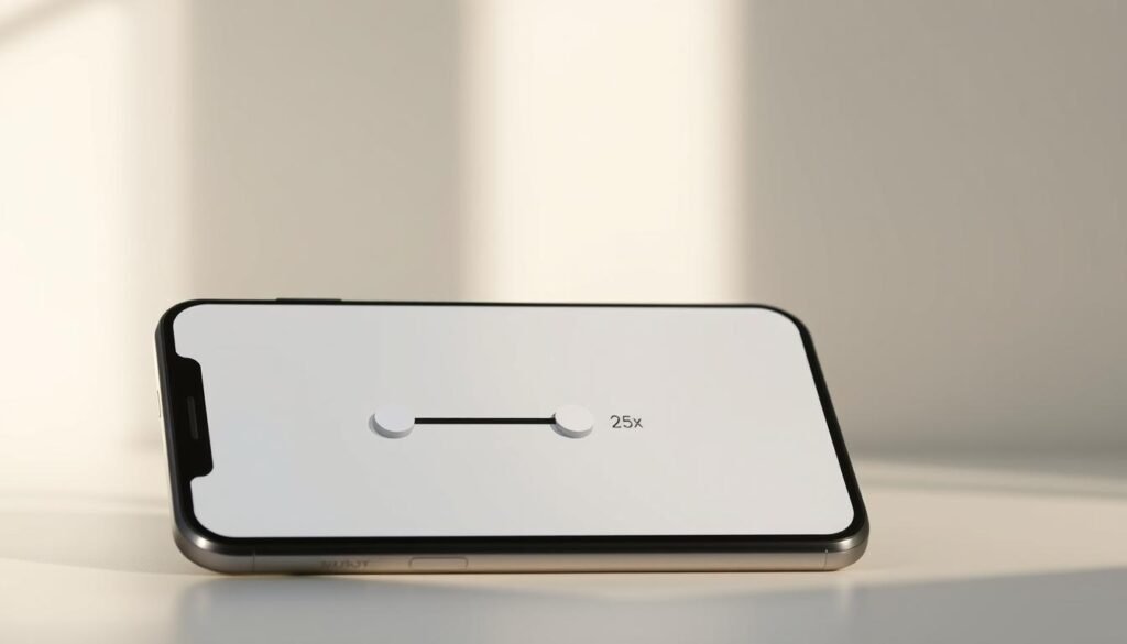 A serene, minimalist illustration showcasing an "animation scale" control panel. In the foreground, a sleek smartphone display with a smooth, muted color palette. Prominently featured is a simple slider control, its handle precisely positioned to indicate a "0.25x" setting. The background is a softly blurred, neutral space, allowing the interface elements to take center stage. Lighting is subtle and natural, creating a sense of depth and emphasizing the tactile nature of the controls. The overall composition conveys a sense of calm and focus, inviting the viewer to contemplate the nuanced adjustments of mobile device animations.
